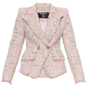 Balmain Pink Tweed Blazer With Lurex Thread
