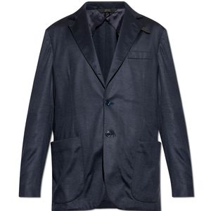 Brioni Blue Blazer With Check Pattern for men