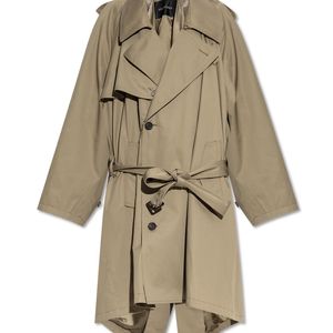 Balenciaga Natural Double-Breasted Trench Coat With Belt