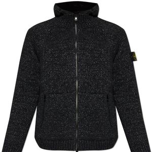 Stone Island Black Jacket With Logo Patch for men
