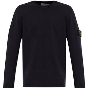 Stone Island Blue Sweater With Logo Patch for men