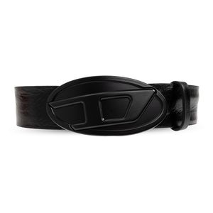 DIESEL Black Leather Belt "B-1Dr 2.0" for men
