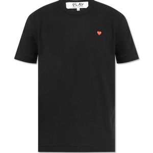 COMME DES GARÇONS PLAY Black T-Shirt With Logo Patch for men