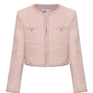 Self-Portrait Pink Tweed Blazer With Lurex Thread And Sequins