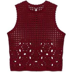 FRAME Red Crochet Sleeveless Top
