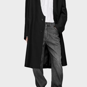 Maison Margiela Black Wool Coat With Raw-Edge Finish for men