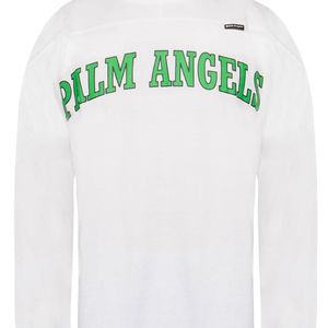 メンズ Palm Angels ホワイト New College ロゴ オーバー ロング スリーブ T シャツ