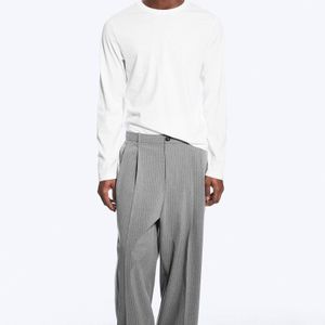 Weekday Grey Nate Regular Waist Baggy Straight Trousers for men