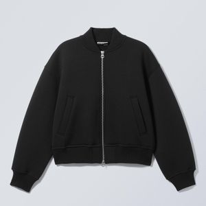 Weekday Black Loose Scuba Bomber Jacket for men