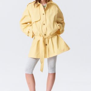 Monki Yellow Rosabel Loose Single-Breasted Trench Coat