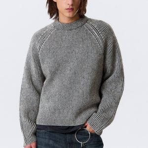 Weekday Grey Knitted Two-Tone Wool Blend Sweater for men