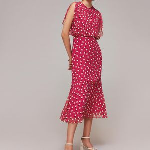 Whistles Pink Moon Spot Print Dress