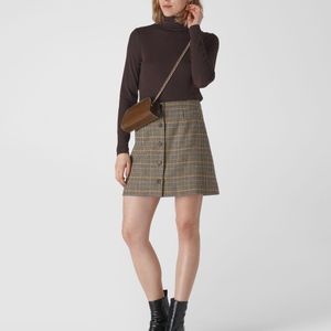 Whistles Houndstooth Button Aline Skirt