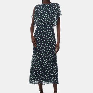 Whistles Blue Moon Spot Print Midi Dress