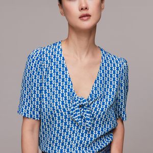 Whistles Blue Vertical Stack Bow Top
