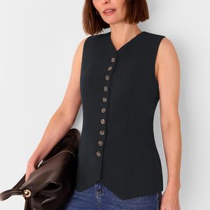 Whistles Black Cora Crepe Waistcoat
