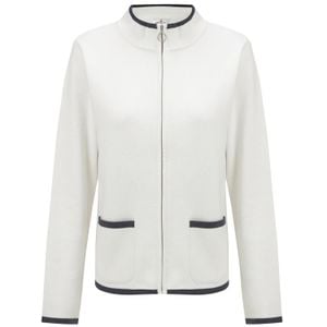 Peraluna White O-Neck Organic Cotton Zipper Cardigan