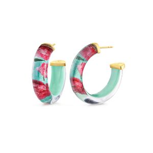 Gold & Honey Peony Lucite Hoops
