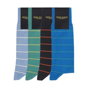 Peper Harow - Made in England Blue Thin Stripe Socks Bundle for men