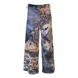 ARTISTA Printed Corduroy Wide Leg Pants