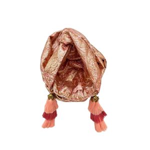 Julia Clancey Brown Brocade & Coral Swinglette Turban