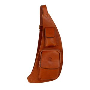 Time Resistance Brown Leather Sling Bag Crossbody Bag for men