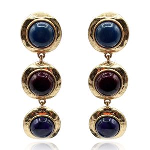 Michael Nash Jewelry Blue Violetta Three Stone Lapis And Carnelian Resin Pierced Earrings
