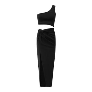 OW Collection Black Isabella One Shoulder Cut Out Midi Dress