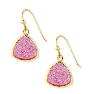 Saachi Pink Triangle Druzy Dangle Earring