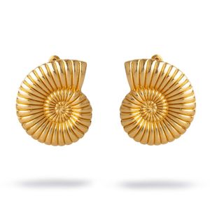 Ebru Jewelry Metallic Golden Spiral Seashell Earrings