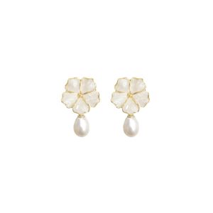 Agora Jewellery Metallic Bavella Mini Drop Pearl Earrings