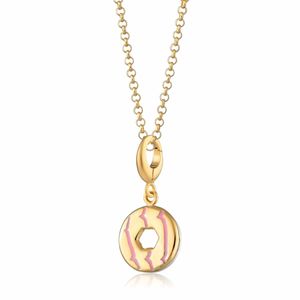 Lily Charmed Metallic Plated Party Ring Biscuit Charm Necklace With Enamel