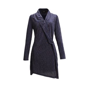Smart and Joy Blue Draped Velvet Dress With Liberty Print