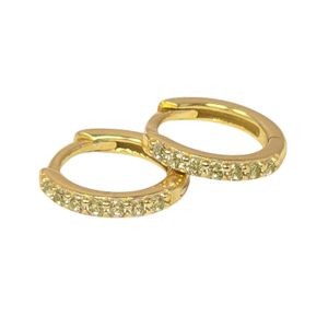 Harfi Metallic Peridot August Birthstone Small Huggie Hoop Earrings