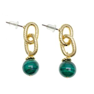 Farra Malachite Chain Minimalist Earrings