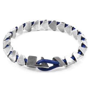 Anchor and Crew Blue Azure Brixham Maxi & Round Leather Bracelet for men