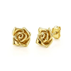 Unaloe Metallic Plated Rose Stud Earrings Sterling Artisan Italian Jewelry For