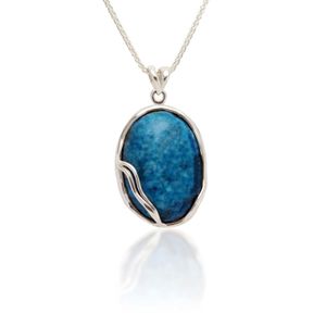 Isla Silver Blue Organic Sterling Agate Pendant Necklace