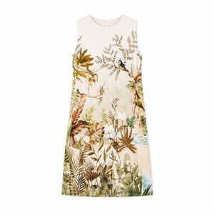 Yumi' Metallic Neutrals Ivory Jungle Print Viscose Shift Dress