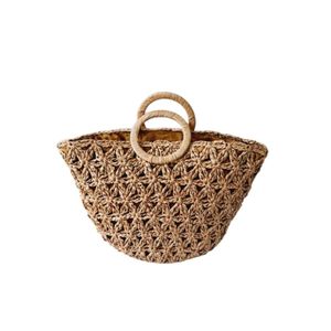 Springmoonatelier Brown Handmade Raffia Lady Handbag