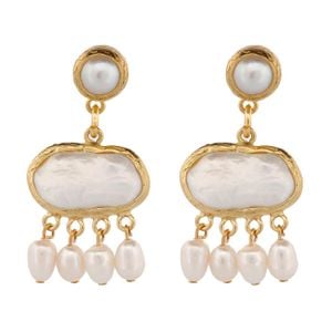 Ebru Jewelry Metallic Cleopatra Pearl & Tassel Earrings