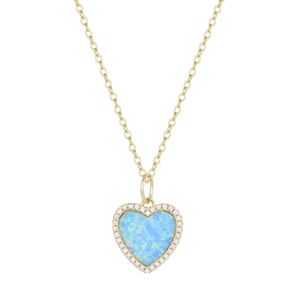 KAMARIA Blue Opal Heart Necklace With Crystals