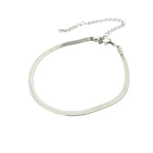 Harfi Metallic Herringbone Snake Chain Minimalist Bracelet