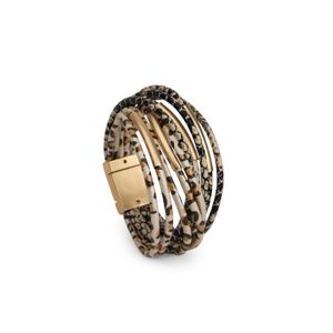 Saachi Metallic Animal Print Cord Leather Bracelet