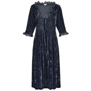 At Last Blue Silk Velvet Karen Dress