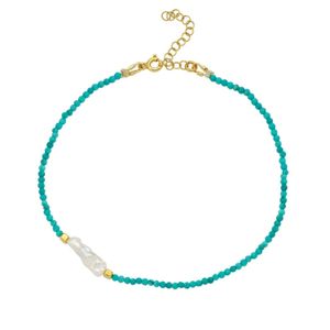 LINYA JEWELLERY Blue Megy Small Pearl Anklet