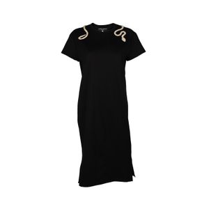 House of Laines London Black Laines Couture T-Shirt Dress With Embellished Crystal Pearl Wrap Around Snake