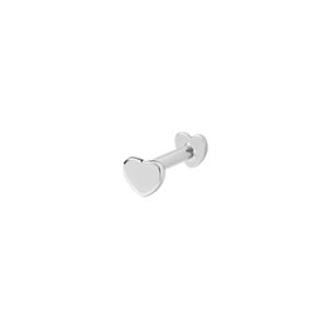 Vanhi White 14K Solid Heart Flat Back Stud