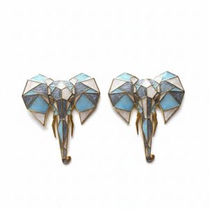 Silver & Elegant Co. Blue Origami Elephant Earrings