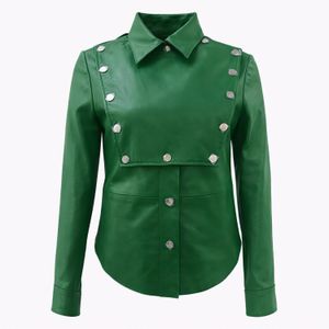 Zasta Studio Green Foreigner Buttoned Leather Jacket